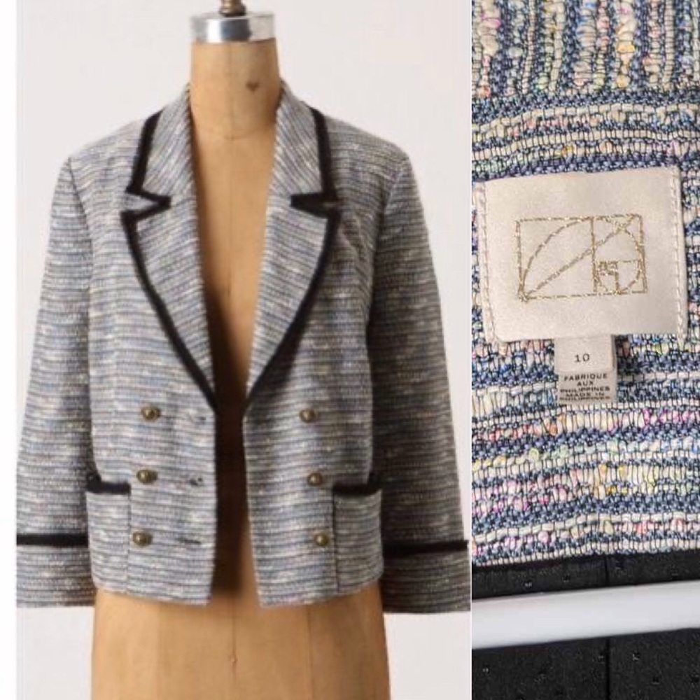 Anthropologie Coquille Tweed Multicolor Blazer 10